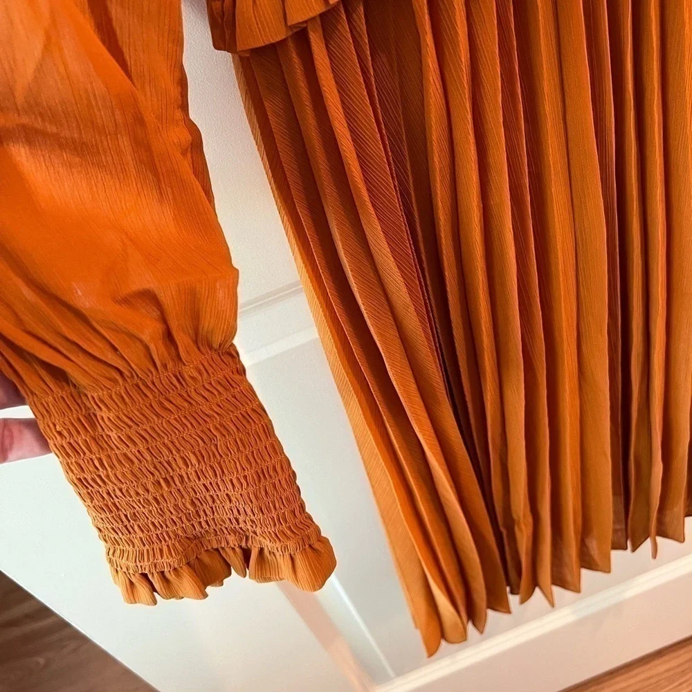 Scotch & Soda Smocked Mini Dress in Pumpkin Spice